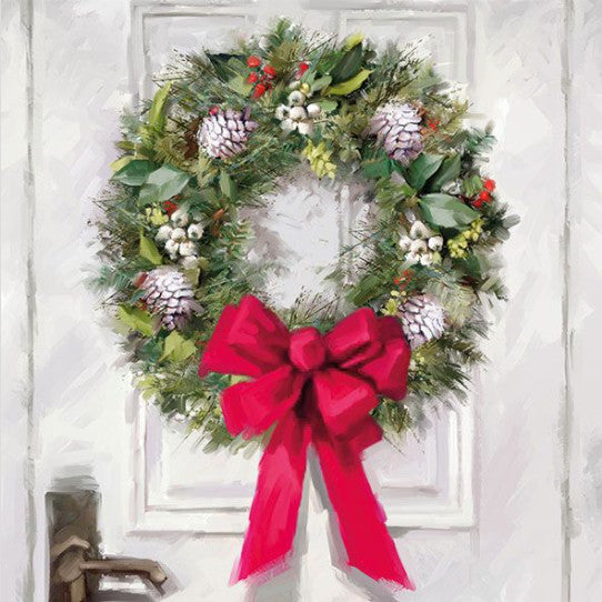 Shop Christmas White Wreath Decoupage Paper Napkins are exceptional quality. Imported from Europe. 3-ply. Ideal for Decoupage Crafting, DIY