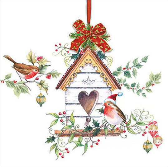 Shop Christmas Birdhouse Decoupage Paper Napkins are exceptional quality. Imported from Europe. 3-ply. Ideal for Decoupage Crafting, DIY