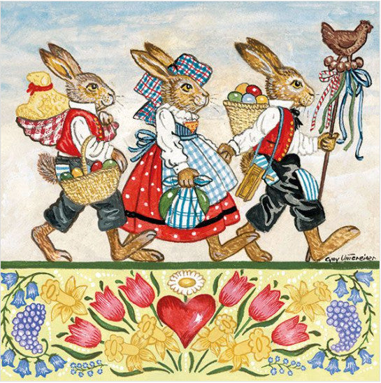 These Easter Three Rabgits Decoupage Paper Napkins are exceptional quality. Imported from Europe. 3-ply. Ideal for Decoupage Crafting, DIY craft projects, Scrapbooking