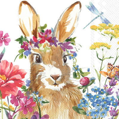 These Isa Bunny Rabbit with Flowers Decoupage Paper Napkins are Imported from Europe. Ideal for Decoupage Crafting, DIY craft projects, Scrapbooking