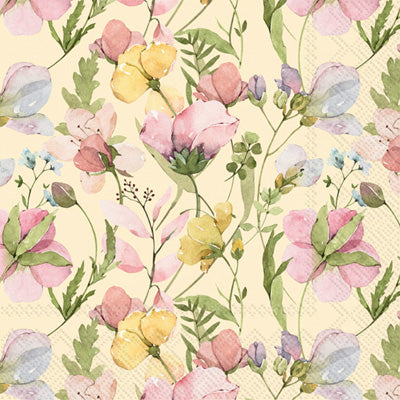 These Naima Cream Floral Decoupage Paper Napkins are Imported from Europe. Ideal for Decoupage Crafting, DIY craft projects, Scrapbooking, Mixed Media