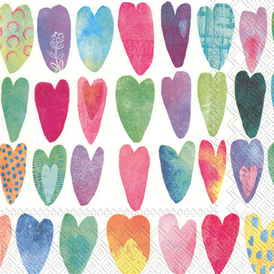 These Rainbow Hearts Decoupage Paper Napkins are Imported from Europe. Ideal for Decoupage Crafting, DIY craft projects, Scrapbooking