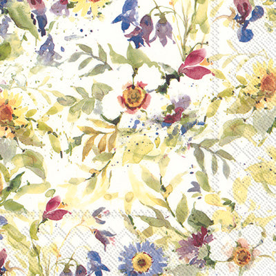 These Yellow and Blue Packed Flowers Decoupage Paper Napkins are Imported from Europe. Ideal for Decoupage Crafting, DIY craft projects, Scrapbooking