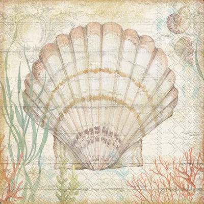 These Shell and Coral Decoupage Paper Napkins are Imported from Europe. Ideal for Decoupage Crafting, DIY craft projects, Scrapbooking