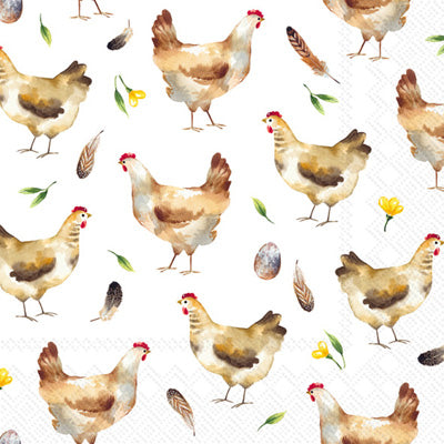 These Helene and Friends Rooster Hens Decoupage Paper Napkins are Imported from Europe. Ideal for Decoupage Crafting, DIY craft projects, Scrapbooking