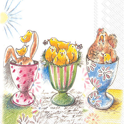 These Easter Eggcups Decoupage Paper Napkins are Imported from Europe. Ideal for Decoupage Crafting, DIY craft projects, Scrapbooking