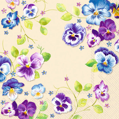 These Floral Pansies Decoupage Paper Napkins are Imported from Europe. Ideal for Decoupage Crafting, DIY craft projects, Scrapbooking
