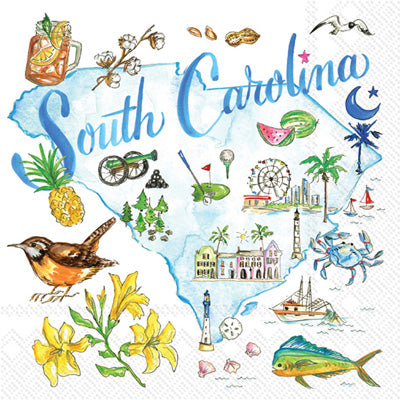 These South Carolina State Decoupage Paper Napkins are Imported from Europe. Ideal for Decoupage Crafting, DIY craft projects, Scrapbooking