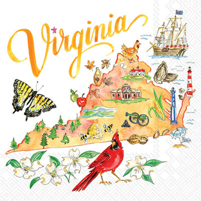 These Virginia State Decoupage Paper Napkins are Imported from Europe. Ideal for Decoupage Crafting, DIY craft projects, Scrapbooking