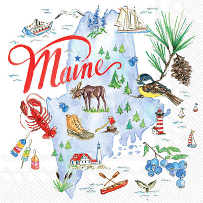 These Maine State Decoupage Paper Napkins are Imported from Europe. Ideal for Decoupage Crafting, DIY craft projects, Scrapbooking