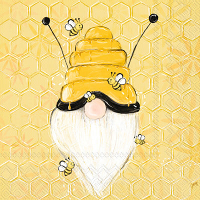 These Yellow Bee Gnome Decoupage Paper Napkins are Imported from Europe. Ideal for Decoupage Crafting, DIY craft projects, Scrapbooking