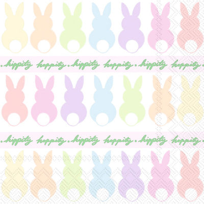 These Pastel Easter Bunnies in a Row Decoupage Paper Napkins are Imported from Europe. Ideal for Decoupage Crafting, DIY craft projects, Scrapbooking
