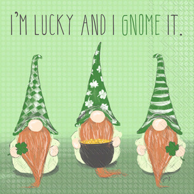 These Lucky Gnomes Decoupage Paper Napkins are Imported from Europe. Ideal for Decoupage Crafting, DIY craft projects, Scrapbooking, Mixed Media