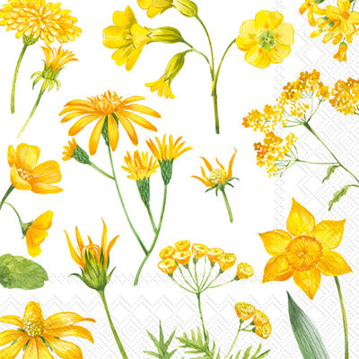 These Rica Yellow Floral Decoupage Paper Napkins are Imported from Europe. Ideal for Decoupage Crafting, DIY craft projects, Scrapbooking, Mixed Media