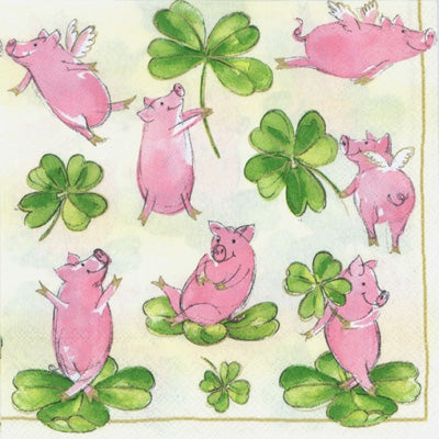 These Lucky Charm Pig Decoupage Paper Napkins are Imported from Europe. Ideal for Decoupage Crafting, DIY craft projects, Scrapbooking, Mixed Media