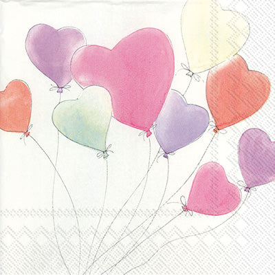 These Colorful Love is in the Air Ballons Decoupage Paper Napkins are Imported from Europe. Ideal for Decoupage Crafting, DIY craft projects, Scrapbooking, Mixed Media