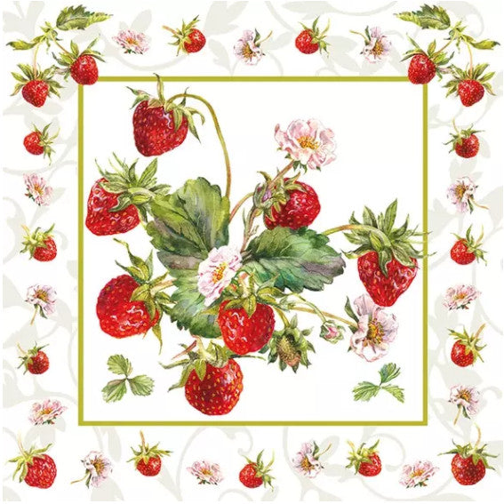 These Fresh red Strawberries Decoupage Paper Napkins are exceptional quality. Imported from Europe. Ideal for Decoupage Crafting, DIY craft projects, Scrapbooking, Mixed Media