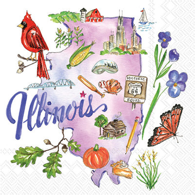 These Illinois State Decoupage Paper Napkins are exceptional quality. Imported from Europe. 3-ply. Ideal for Decoupage Crafting, DIY craft projects