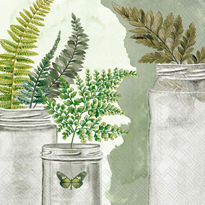 These Fern in Glass Jars Decoupage Paper Napkins are exceptional quality. Imported from Europe. 3-ply. Ideal for Decoupage Crafting, DIY craft projects