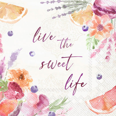 These Lete cream Live the Sweet Life Decoupage Paper Napkins are exceptional quality. Imported from Europe. 3-ply. Ideal for Decoupage Crafting, DIY