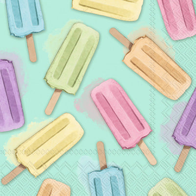 These multi color Popsicles on turquoise Decoupage Paper Napkins are exceptional quality. Imported from Europe. 3-ply. Ideal for Decoupage Crafting, DIY craft projects