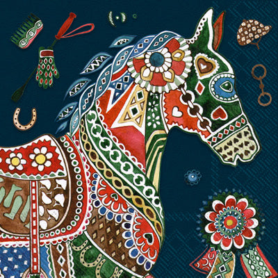 These Dario Dark Blue Horse Decoupage Paper Napkins are exceptional quality. Imported from Europe. 3-ply. Ideal for Decoupage Crafting, DIY craft projects