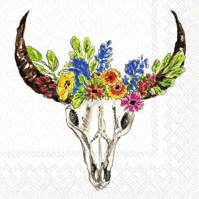 These Floral Bull Skull Decoupage Paper Napkins are exceptional quality. Imported from Europe. 3-ply. Ideal for Decoupage Crafting, DIY craft projects, Scrapbooking, Mixed Media