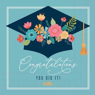 These Floral Graduation Cap Decoupage Paper Napkins are exceptional quality. Imported from Europe. 3-ply. Ideal for Decoupage Crafting, DIY craft projects, Scrapbooking