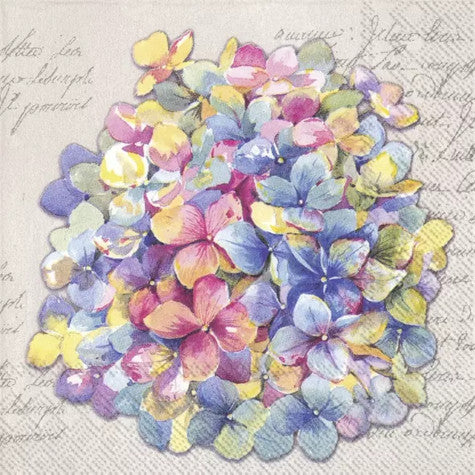 Pink plums blue hydrangea decoupage napkins – Decoupage Paper Online Shop