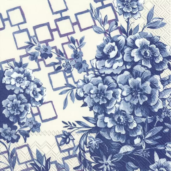 These blue floral Decoupage Paper Napkins are Imported from Europe. Ideal for Decoupage Crafting, DIY craft projects, Scrapbooking, Mixed Media