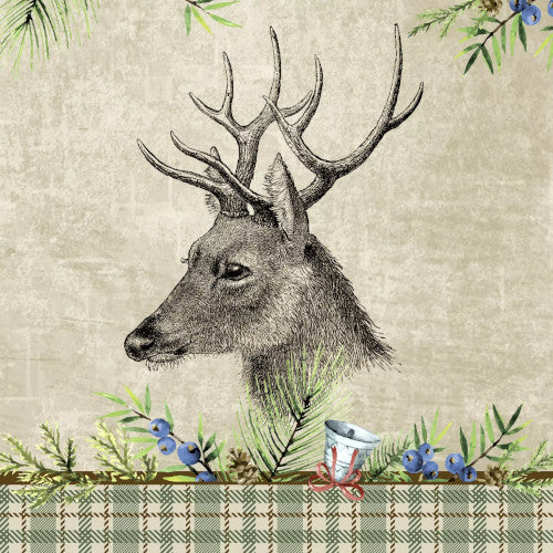 These Deer head Decoupage Paper Napkins are Imported from Europe. Ideal for Decoupage Crafting, DIY craft projects, Scrapbooking, Mixed Media