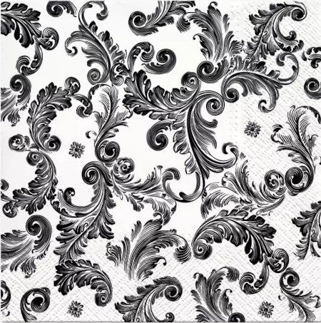These black swirl Decoupage Paper Napkins are Imported from Europe. Ideal for Decoupage Crafting, DIY craft projects, Scrapbooking, Mixed Media