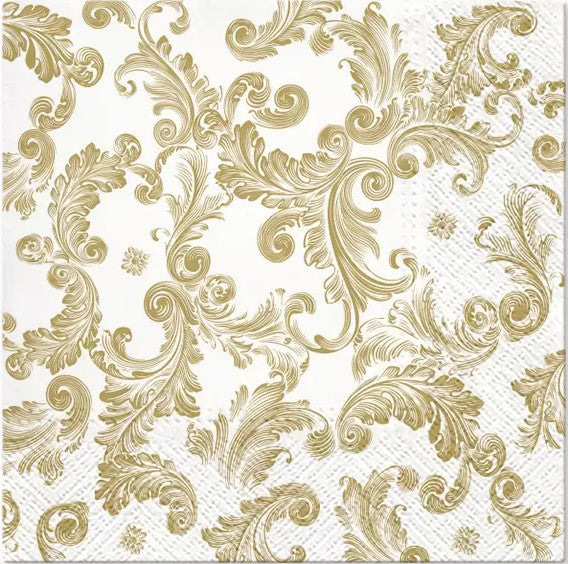 These Gold swirl Decoupage Paper Napkins are Imported from Europe. Ideal for Decoupage Crafting, DIY craft projects, Scrapbooking, Mixed Media