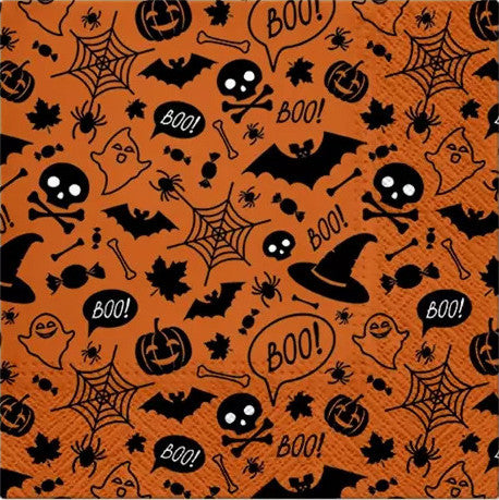 These Orange Halloween sayings Decoupage Paper Napkins are Imported from Europe. Ideal for Decoupage Crafting, DIY craft projects, Scrapbooking, Mixed Media