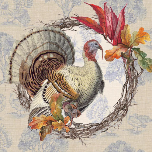 These Turkey in wreath Decoupage Paper Napkins are Imported from Europe. Ideal for Decoupage Crafting, DIY craft projects, Scrapbooking, Mixed Media