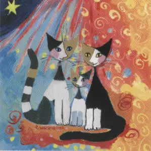 Black and white Cats Decoupage Paper Napkins are Imported from Europe. Ideal for Decoupage Crafting, DIY craft projects, Scrapbooking