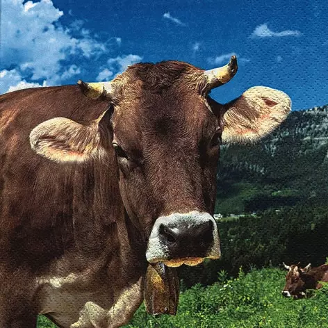 Cows in a mountain meadow Decoupage Paper Napkins are Imported from Europe. Ideal for Decoupage Crafting, DIY craft projects, Scrapbooking