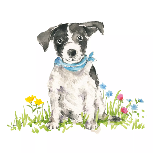 Small Dog with blue bandana Decoupage Paper Napkins are Imported from Europe. Ideal for Decoupage Crafting, DIY craft projects, Scrapbooking