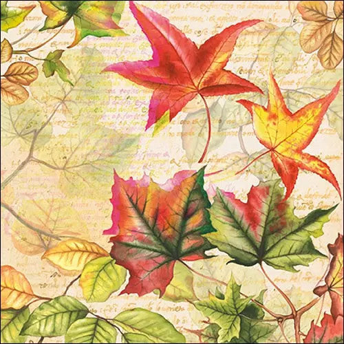 These Autumn Time red orange leaves Decoupage Paper Napkins are Imported from Europe. Ideal for Decoupage Crafting, DIY craft projects, Scrapbooking