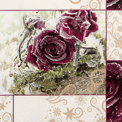 Decoupage Paper Napkins of Shabby Roses on a Mantle