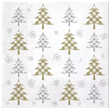 These Christmas Tree Check Decoupage Paper Napkins are of exceptional quality. 3 ply. Imported from Europe. Ideal for Decoupage Crafting, DIY craft projects, Scrapbooking