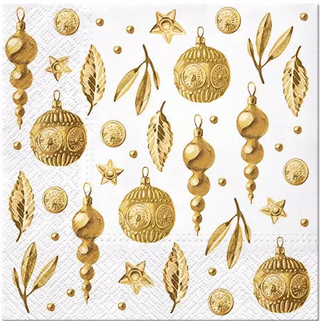 These Golden Glow Ornaments Decoupage Paper Napkins are of exceptional quality. 3 ply. Imported from Europe. Ideal for Decoupage Crafting, DIY craft projects, Scrapbooking