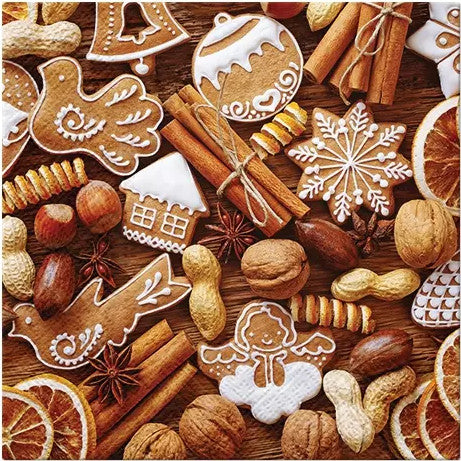 These Rustic Gingerbread Christmas Decoupage Paper Napkins are of exceptional quality. 3 ply. Imported from Europe. Ideal for Decoupage Crafting, DIY craft projects, Scrapbooking,