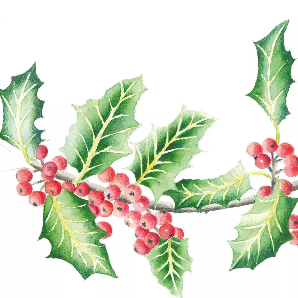 These Holly Branch Christmas Decoupage Paper Napkins are of exceptional quality. 3 ply. Imported from Europe. Ideal for Decoupage Crafting, DIY craft projects, Scrapbooking