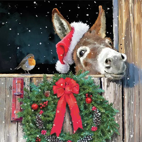 These Friends with Donkey Christmas Decoupage Paper Napkins are of exceptional quality. 3 ply. Imported from Europe. Ideal for Decoupage Crafting, DIY craft projects, Scrapbooking
