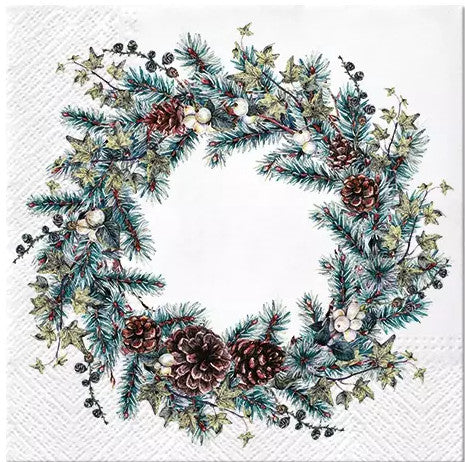 These Christmas Ring Wreath Decoupage Paper Napkins are of exceptional quality. 3 ply. Imported from Europe. Ideal for Decoupage Crafting, DIY craft projects, Scrapbooking