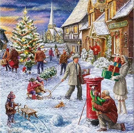 These Christmas Postmail winter village Decoupage Paper Napkins are of exceptional quality. 3 ply. Imported from Europe. Ideal for Decoupage Crafting, DIY craft projects, Scrapbooking