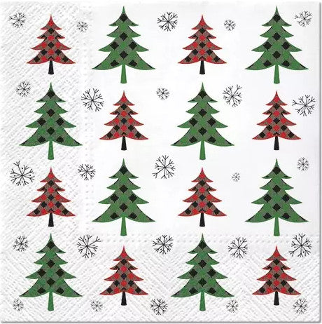 These Christmas Tree Check Red Green Decoupage Paper Napkins are of exceptional quality. 3 ply. Imported from Europe. Ideal for Decoupage Crafting, DIY craft projects, Scrapbooking