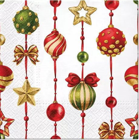 These Adorned Ornaments Christmas Decoupage Paper Napkins are of exceptional quality. 3 ply. Imported from Europe. Ideal for Decoupage Crafting, DIY craft projects, Scrapbooking