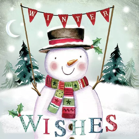 These Winter Wishes Christmas Snowman Decoupage Paper Napkins are of exceptional quality. 3 ply. Imported from Europe. Ideal for Decoupage Crafting, DIY craft projects, Scrapbooking